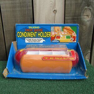 Brand New Talking Hot Dog Condiment Holder Vintage Works Fun-Damental 1999